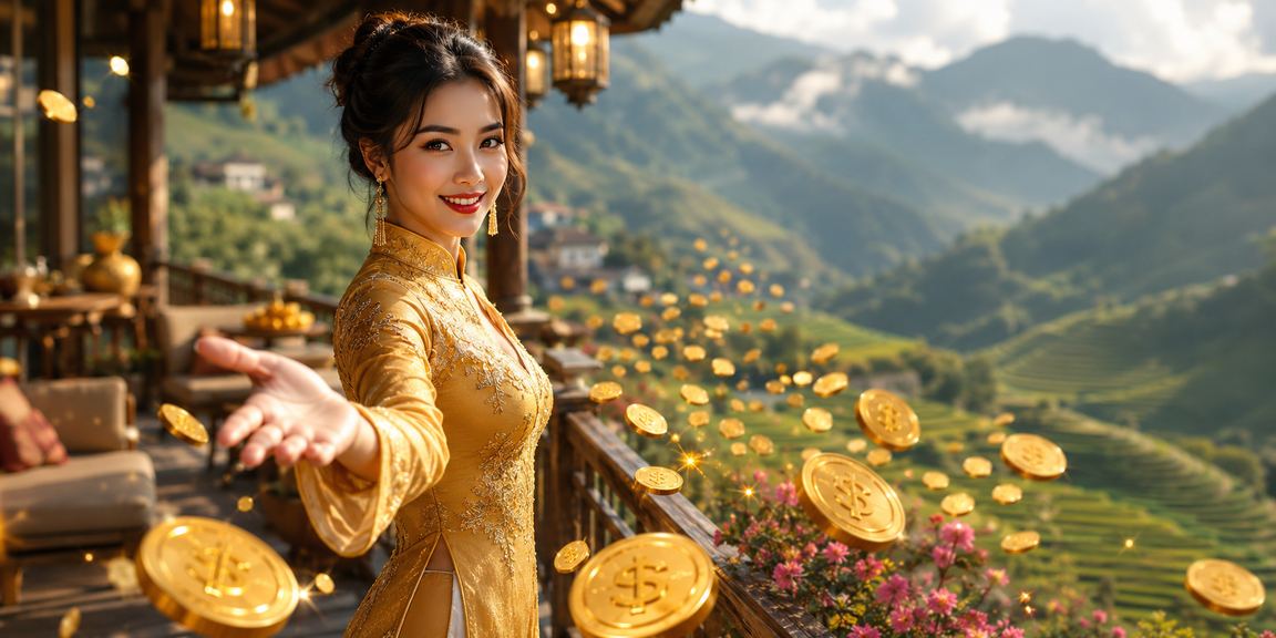 Người phụ nữ mặc áo dài đăng ký tài khoản 676 tại Sa Pa giữa khung cảnh núi rừng